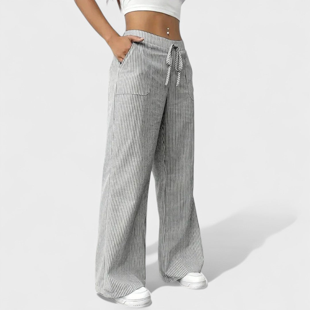 Maria - Calças largas confortáveis com detalhes elegantes