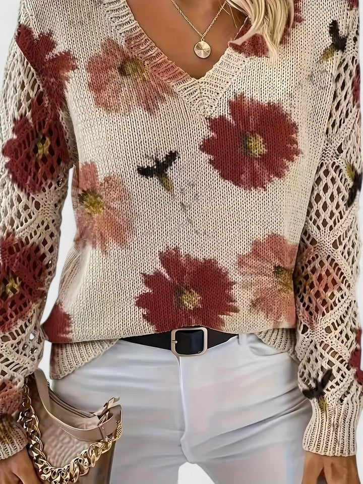 Catarina - Camisola de malha com padrão floral