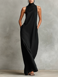 Caterina | Vestido longo preto minimalista para Mulher