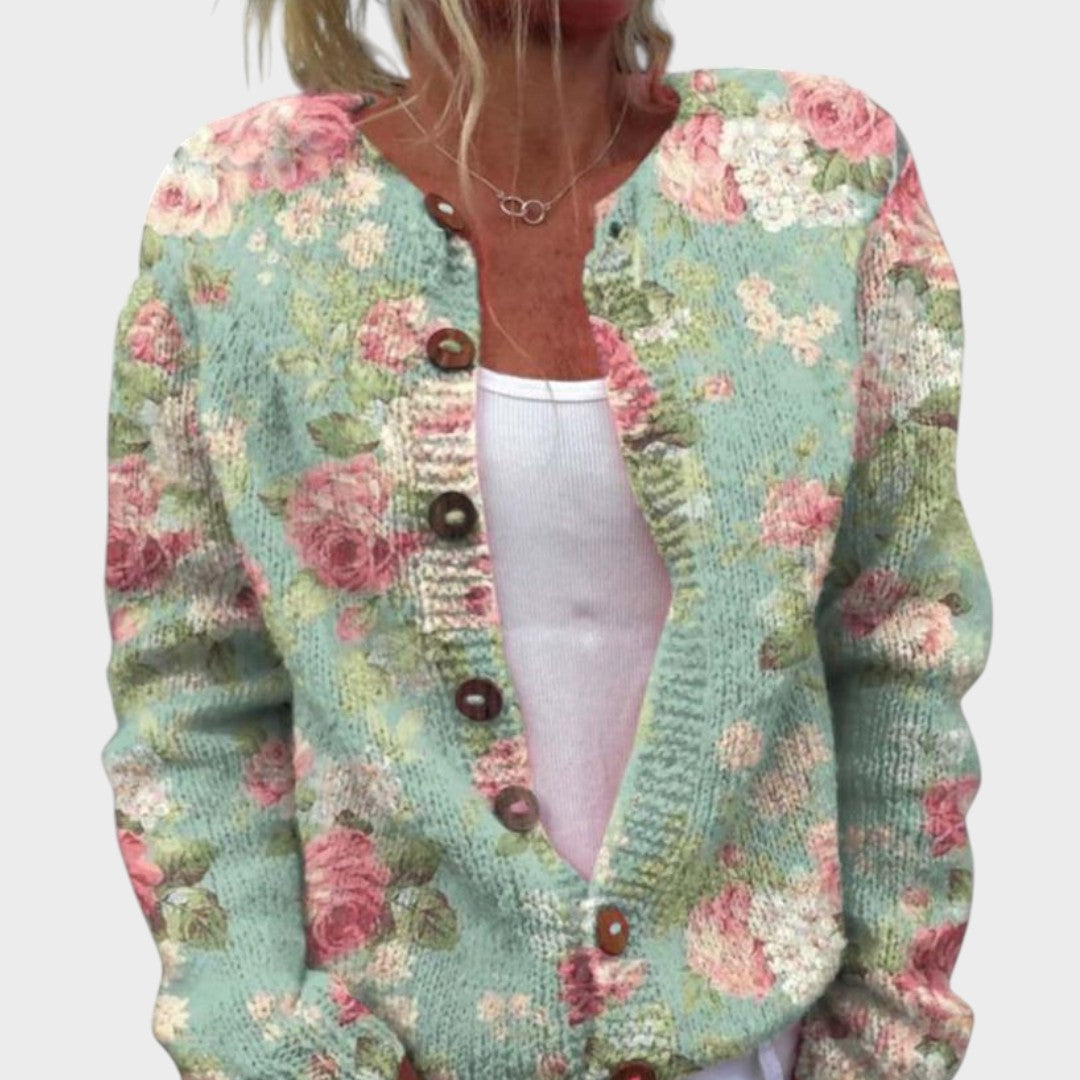 Vera - Cardigan Floral de Outono