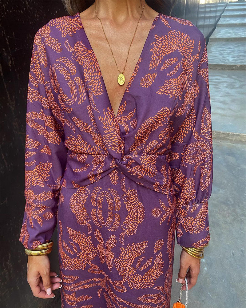 Natália | Vestido Midi Boho em Algodão com Estampa Étnica | Éloren Lisboa