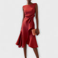 Juliette – Vestido midi assimétrico drapeado