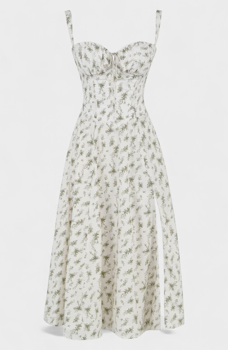 Carolina - Vestido Floral com Corpete Ajustado