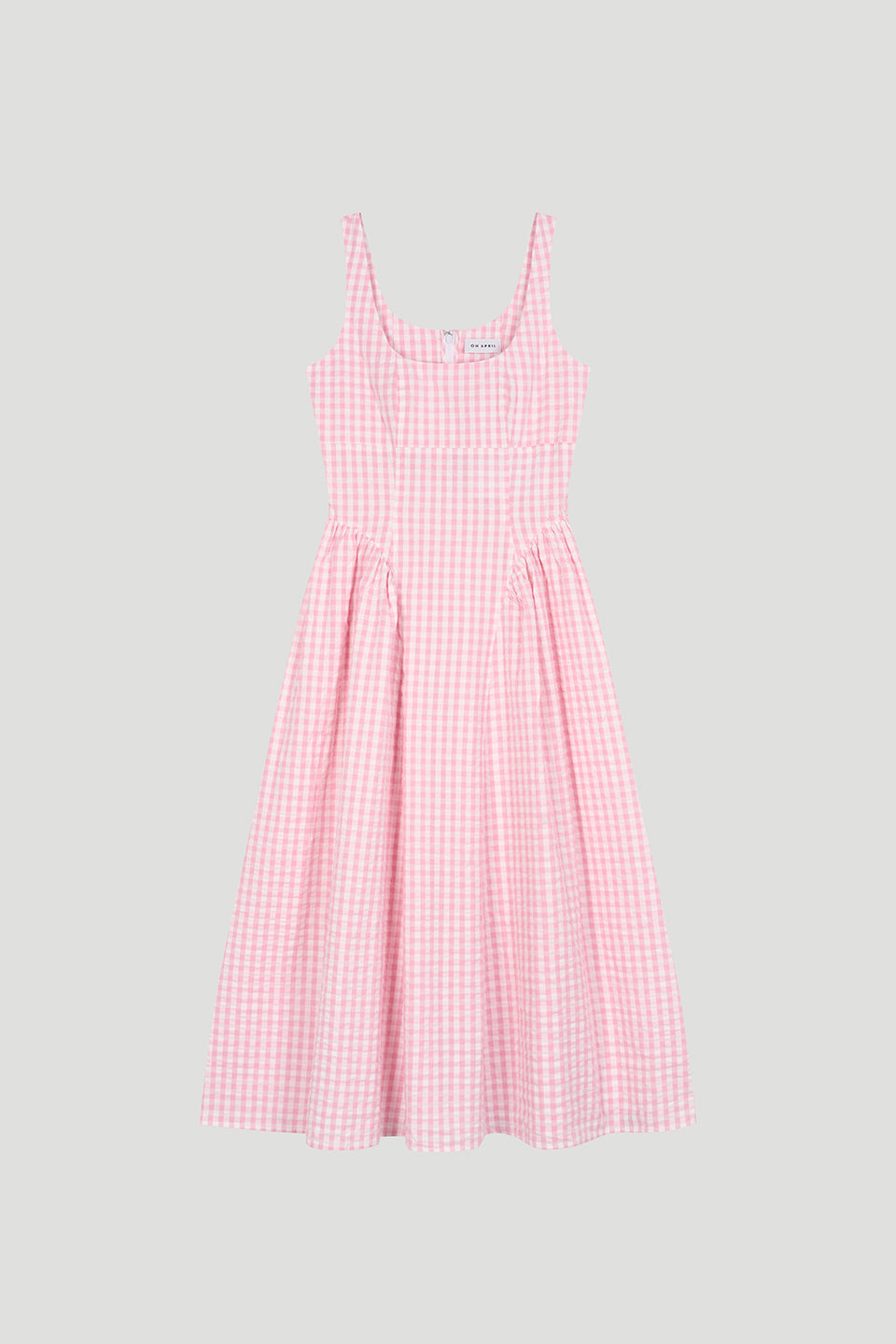 Vestido Catarina — Éloren Lisboa · Vista frontal gingham baby rose