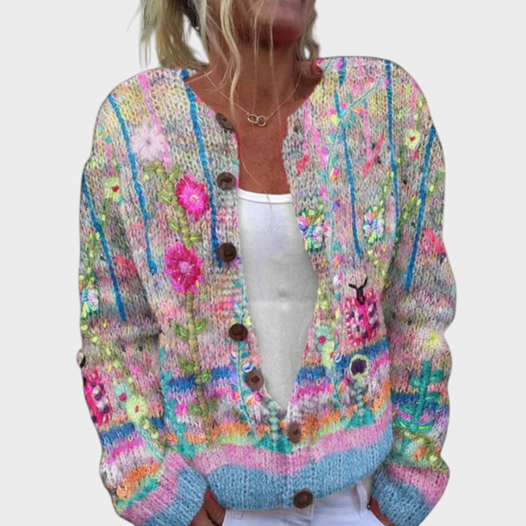 Teresa - Cardigan Floral de Outono