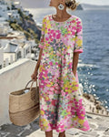Elena | Vestido midi floral solto e leve para Mulher