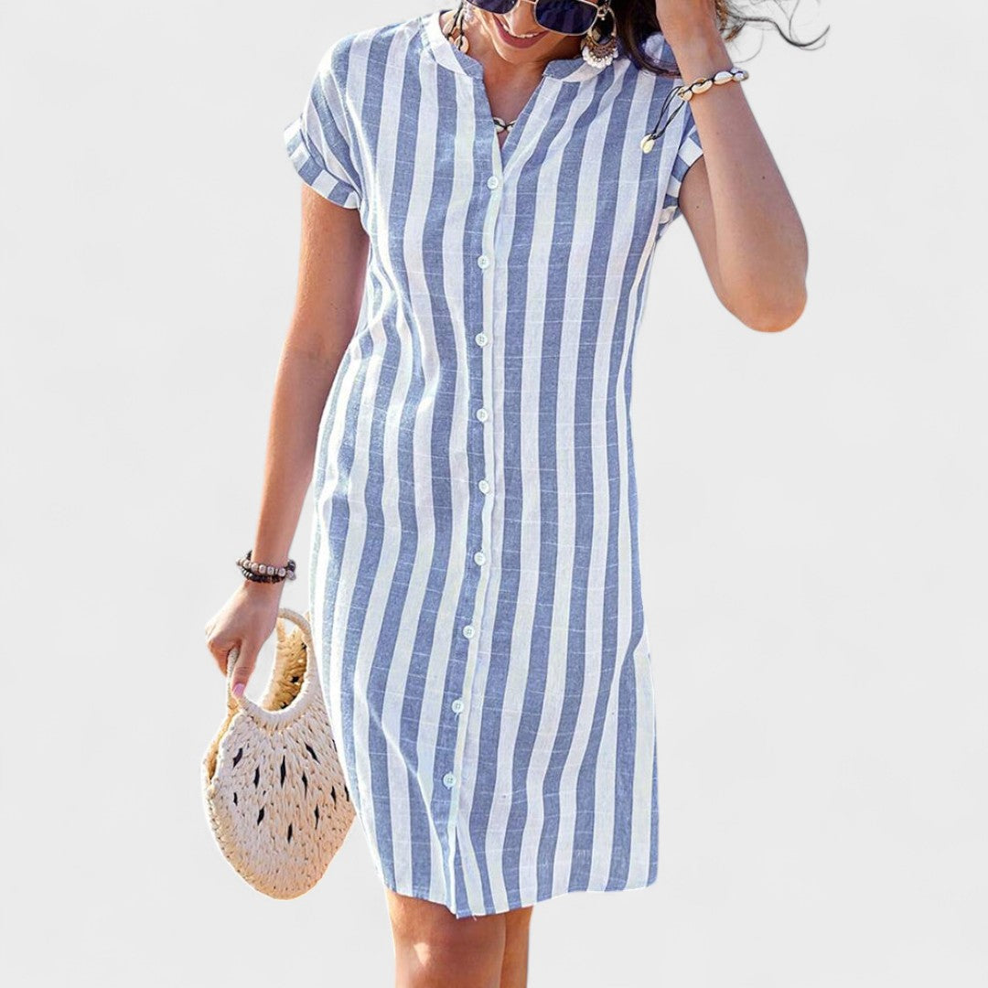 Martina - Vestido de camisa às riscas elegante