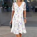 Edith | Vestido Midi Floral com Mangas de Renda para Mulher