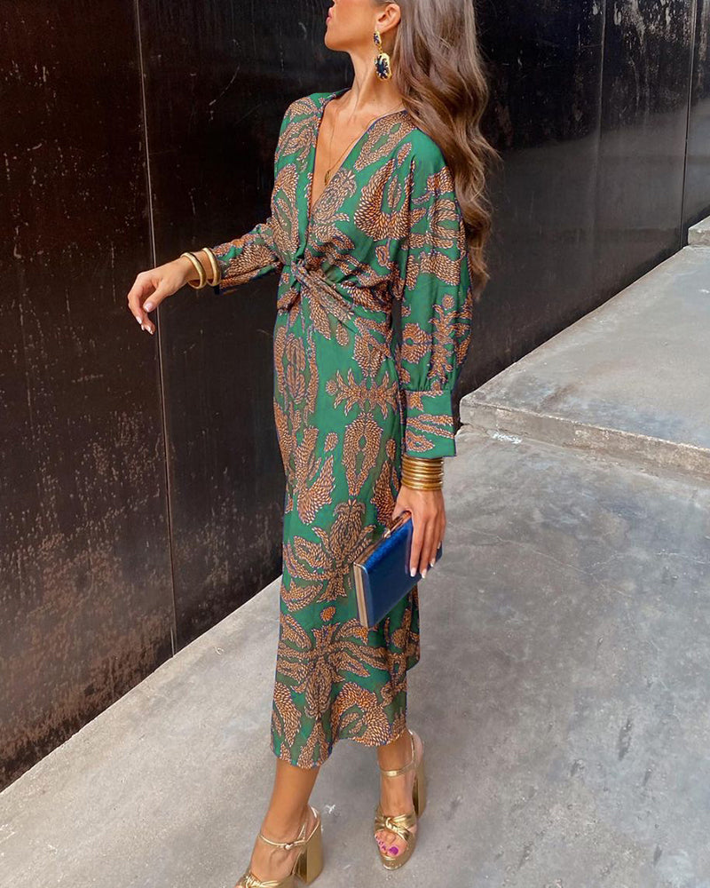 Natália | Vestido Midi Boho em Algodão com Estampa Étnica | Éloren Lisboa