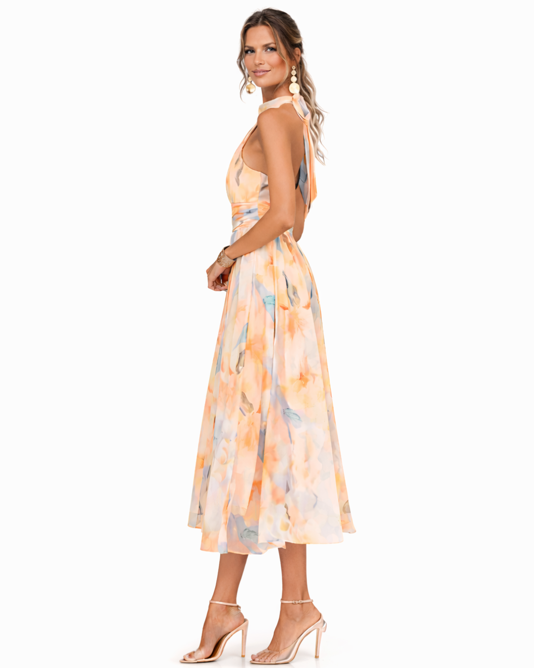 Gabriela | Vestido Midi Floral com Estampa Artística