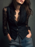 Claudia · Blazer de Mulher Preto com Renda