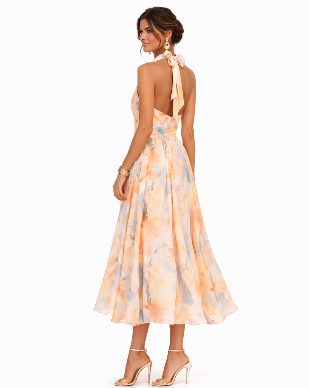 Gabriela | Vestido Midi Floral com Estampa Artística
