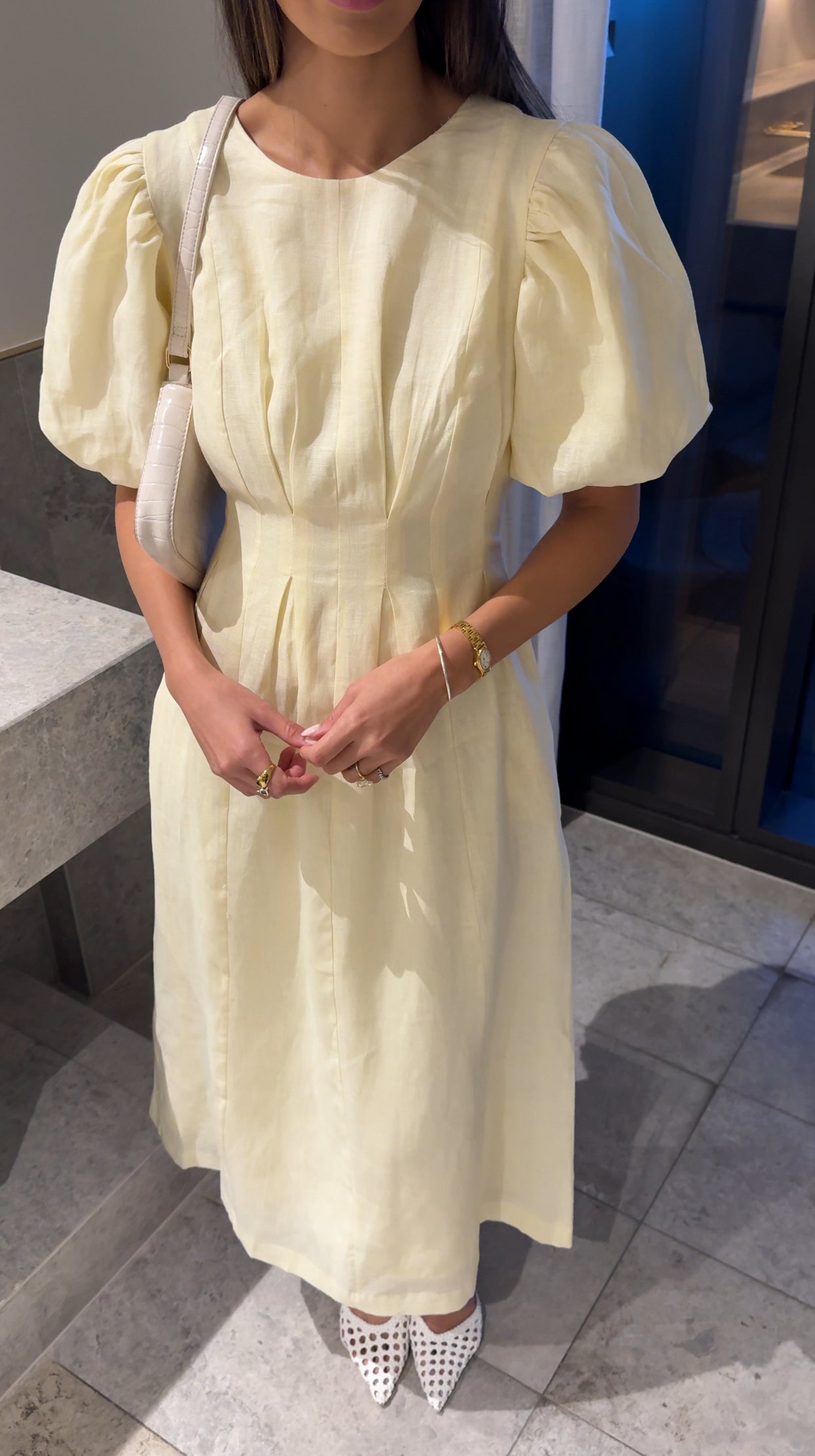 Catarina | Vestido Maxi em Linho com Mangas Abaloadas