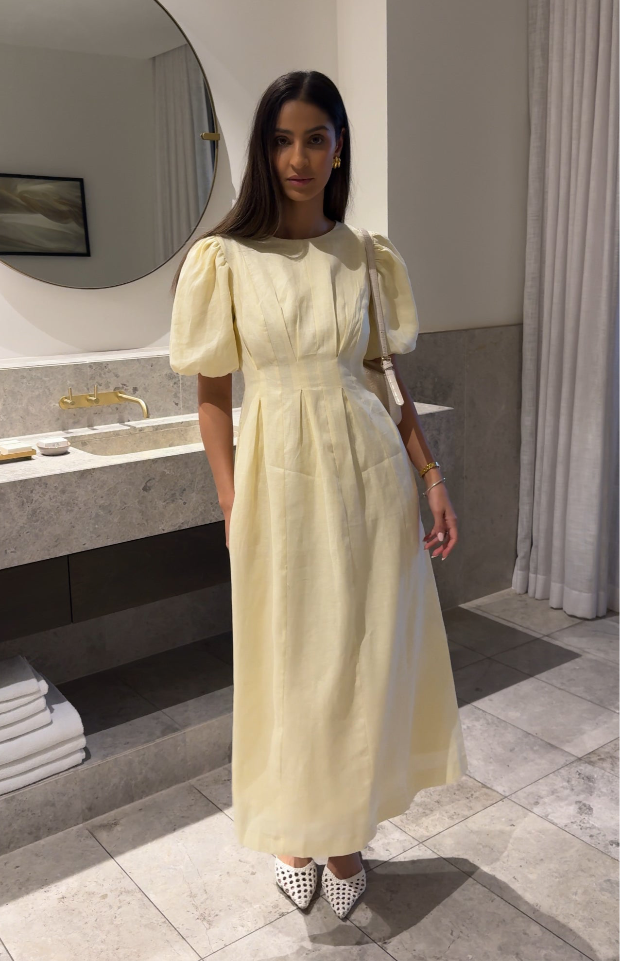 Catarina | Vestido Maxi em Linho com Mangas Abaloadas