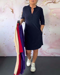 Hanneke™ | Vestido liso com decote em V