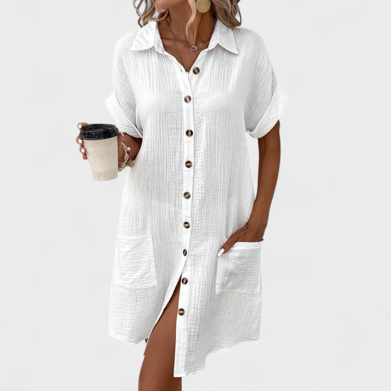 Catarina - Vestido Fluido de Mangas Curtas