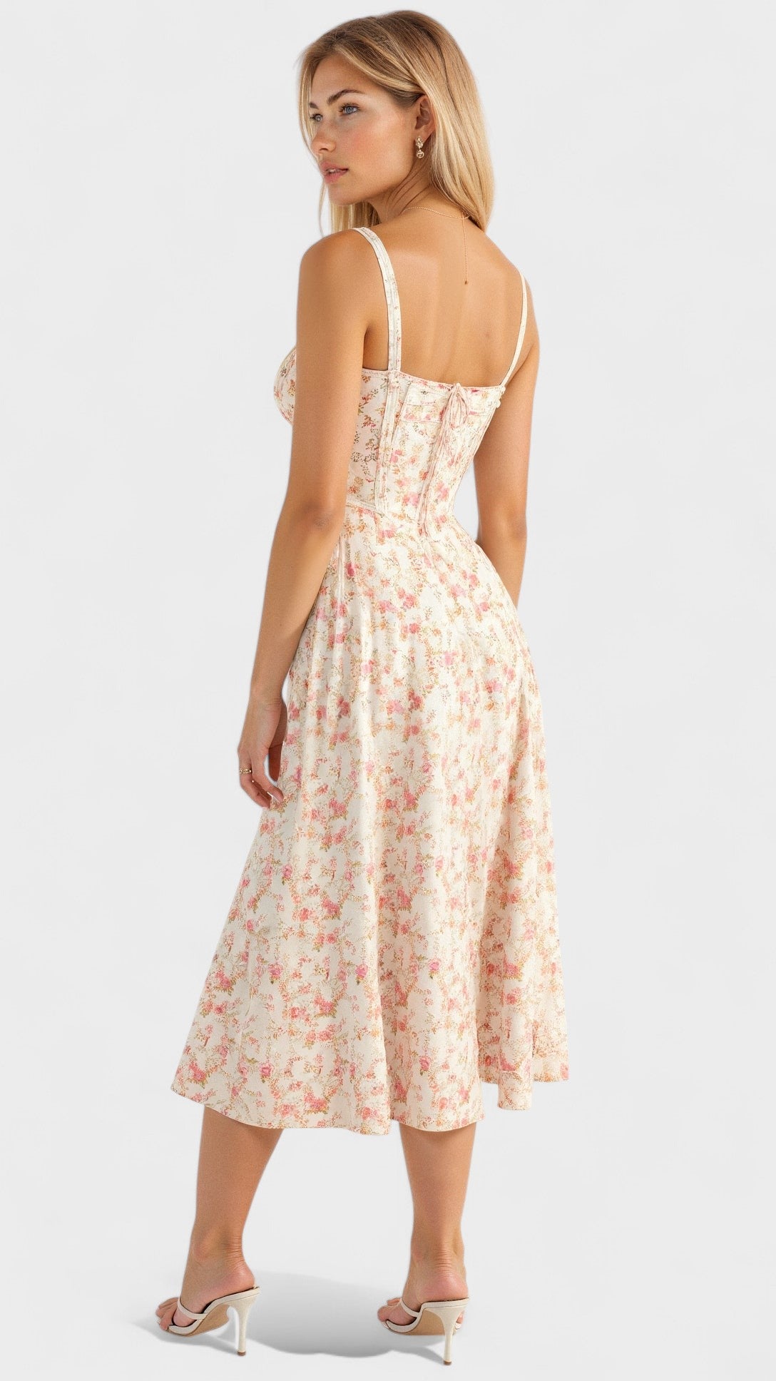 Carolina - Vestido Floral com Corpete Ajustado