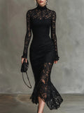 Veronika | Vestido Maximal de Renda Preta