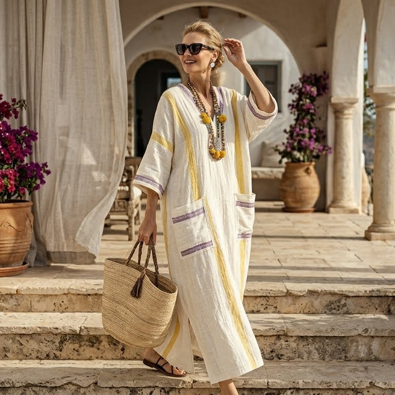 Sofia | O Vestido Maxi Fluido que Transforma Cada Passeio numa Obra de Arte