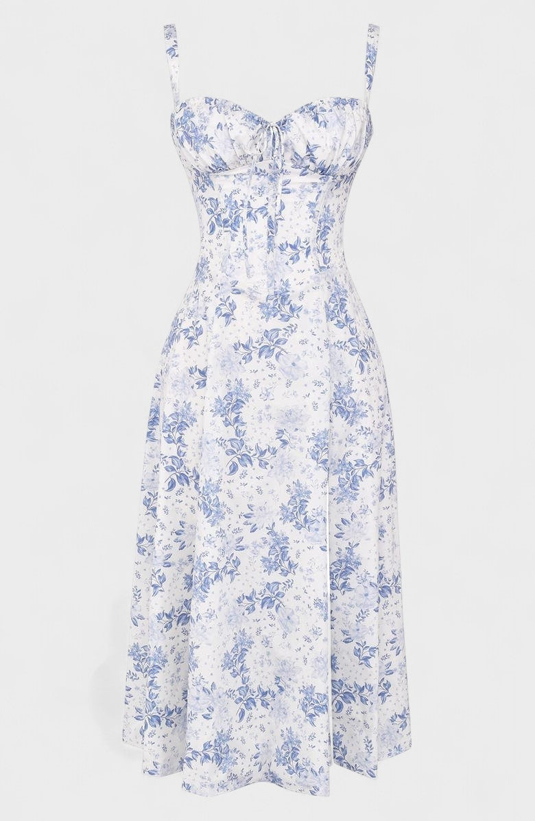 Carolina - Vestido Floral com Corpete Ajustado