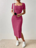 Stefanie® | Vestido de malha com decote quadrado