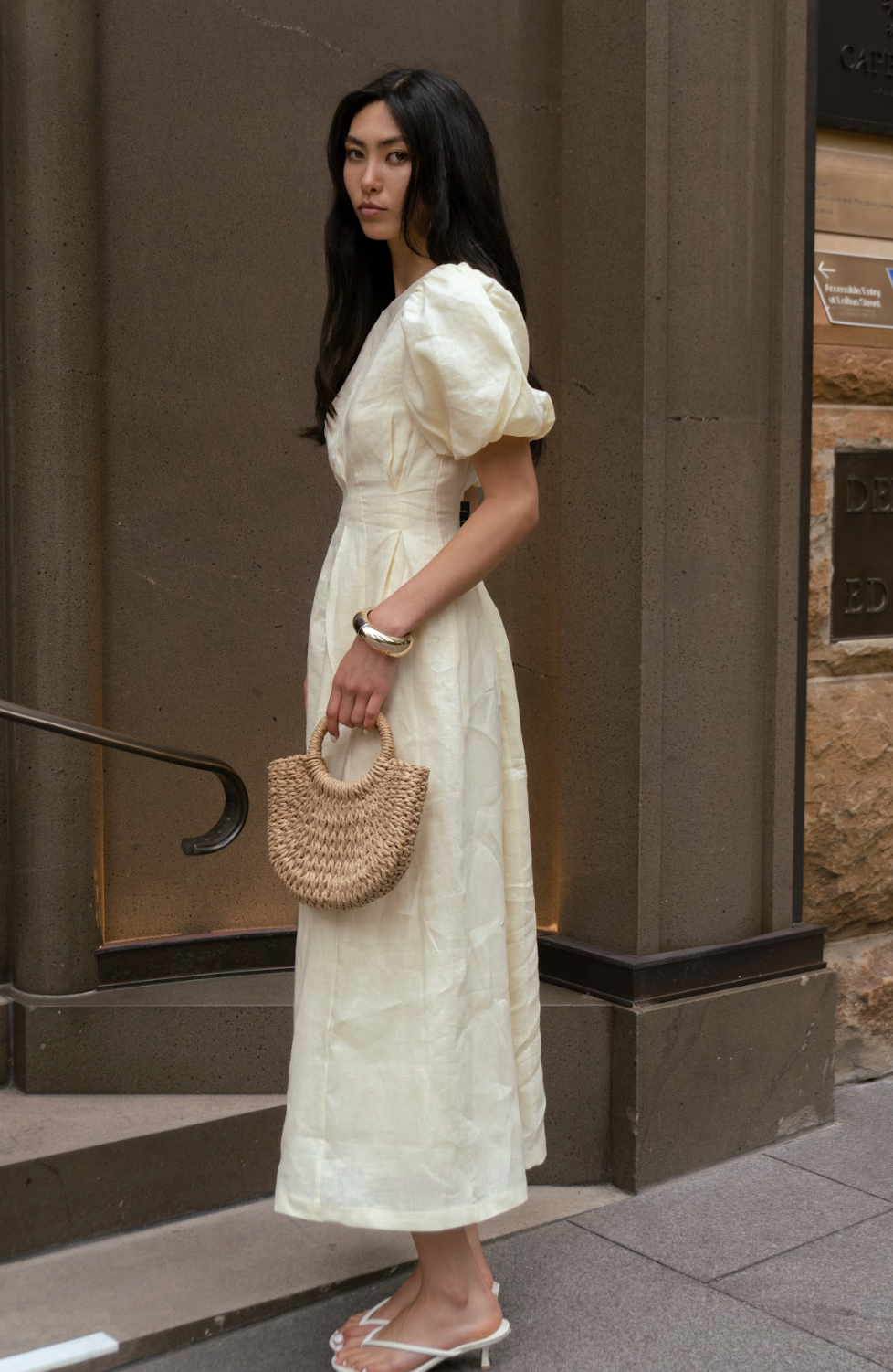 Catarina | Vestido Maxi em Linho com Mangas Abaloadas