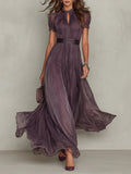 Flavia - Vestido longo violeta com decote em forma de chave para Mulher
