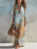Luisa | Vestido maxi chemisier mediterrâneo para Mulher