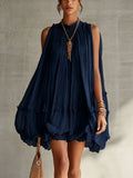 Camilla | Mini vestido de chiffon com decote americano e saia balloon para Mulher