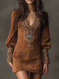 Liza - Robe curta efeito camurça