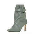 Adriana | Botins de Pele Mulher Salto Alto Fivela Slouchy