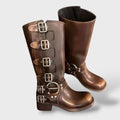 Bruna | Botas de Pele Mulher Cano Alto Fivelas Moto