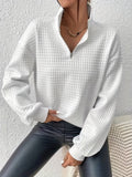 Bruna | Camisola com Fecho Mulher Quarter Zip Textura Waffle
