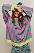 Carminho | Camisola Riscas Mulher Oversize Gola Redonda