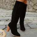 Catarina | Botas Chelsea de Camurça Mulher Cano Alto Salto Bloco