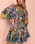 Tamara - Vestido estampado com rendas