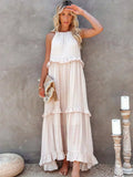 Sarah | Vestido longo com babados e alças finas