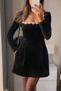 Barbara™ | Vestido curto de veludo