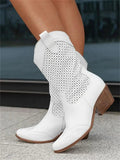 Dulce | Botas Cowboy Mulher Rasas Perfuradas Cano Médio