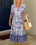 ARIA - Vestido floral elegante com decote em V