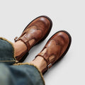 Eva | Sapatos Oxford Mary Jane Mulher Brogue Pele Fivela