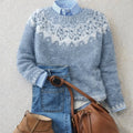 Fátima | Camisola de Lã Mulher Padrão Fair Isle Gola Redonda
