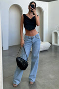 Lara | Jeans Perna Larga Mulher Cintura Baixa