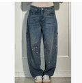 Laura | Jeans Mulher Perna Larga com Strass