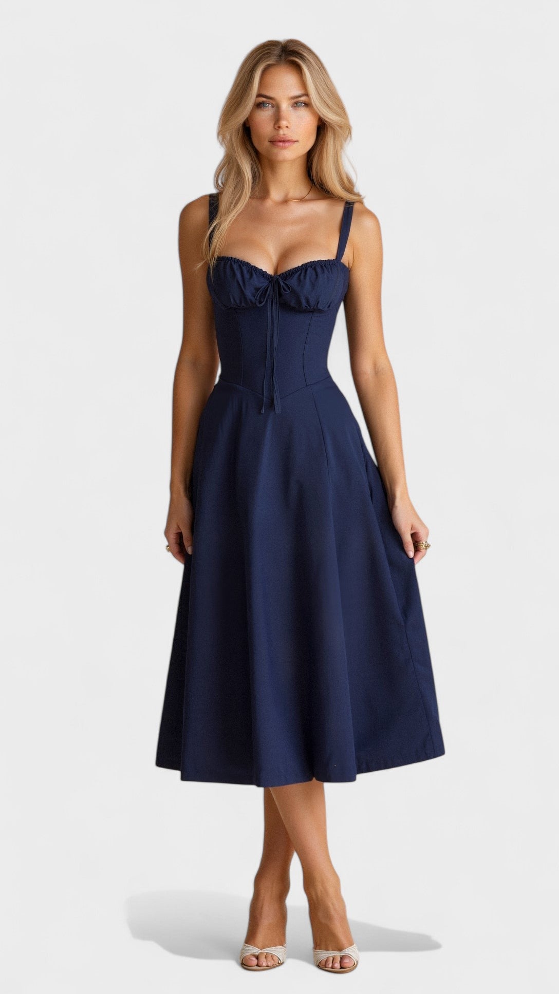 Carolina - Vestido Floral com Corpete Ajustado