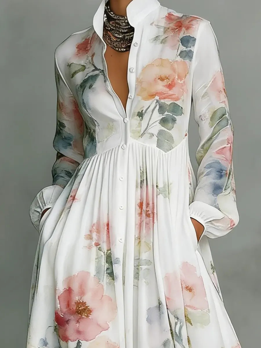 Inês | Vestido Longo Estampado em Linha A