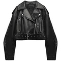 Raquel | Casaco Couro Mulher Biker Curto com Cinto