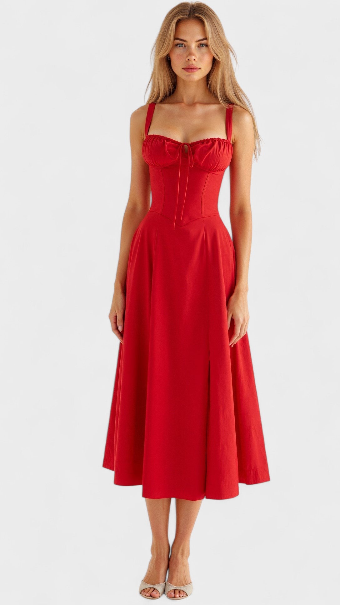 Carolina - Vestido Floral com Corpete Ajustado