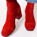 Sílvia | Botins Mulher de Camurça Salto Bloco Biqueira Estampada