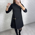 Linares - Vestido Sofisticado em Linha A com Detalhe Plissado e Cadeia Dourada